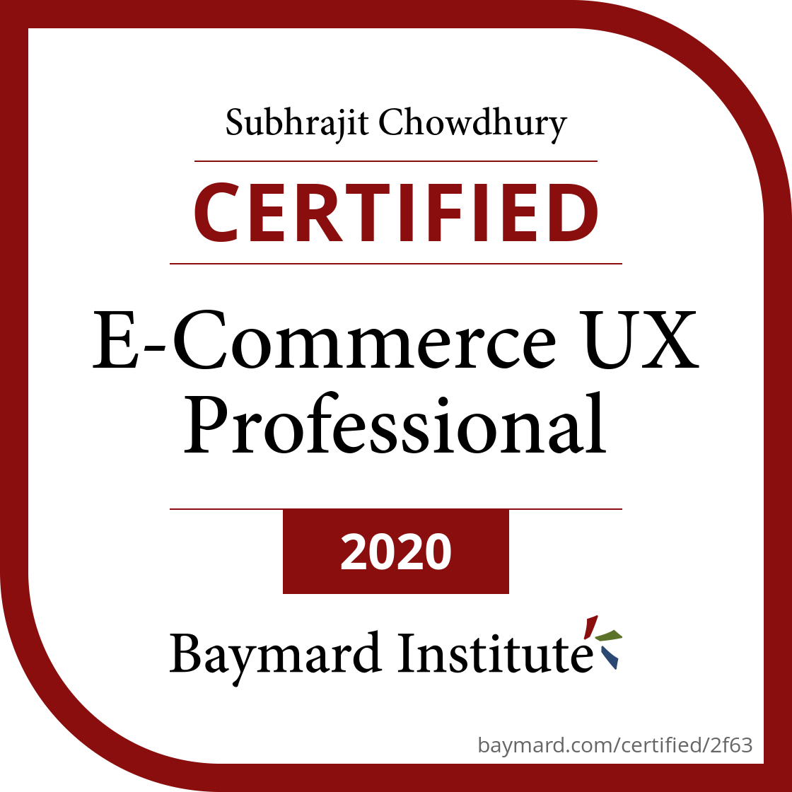 Baymard UX Certified Certificate