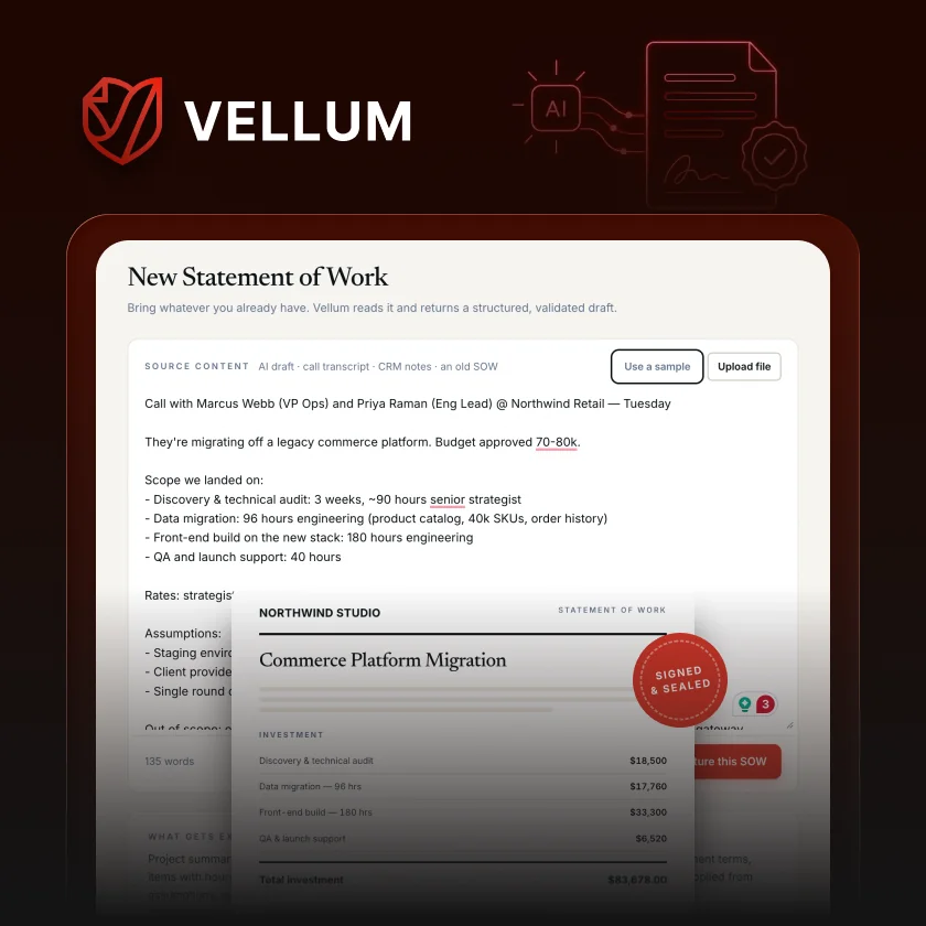 Vellum product interface